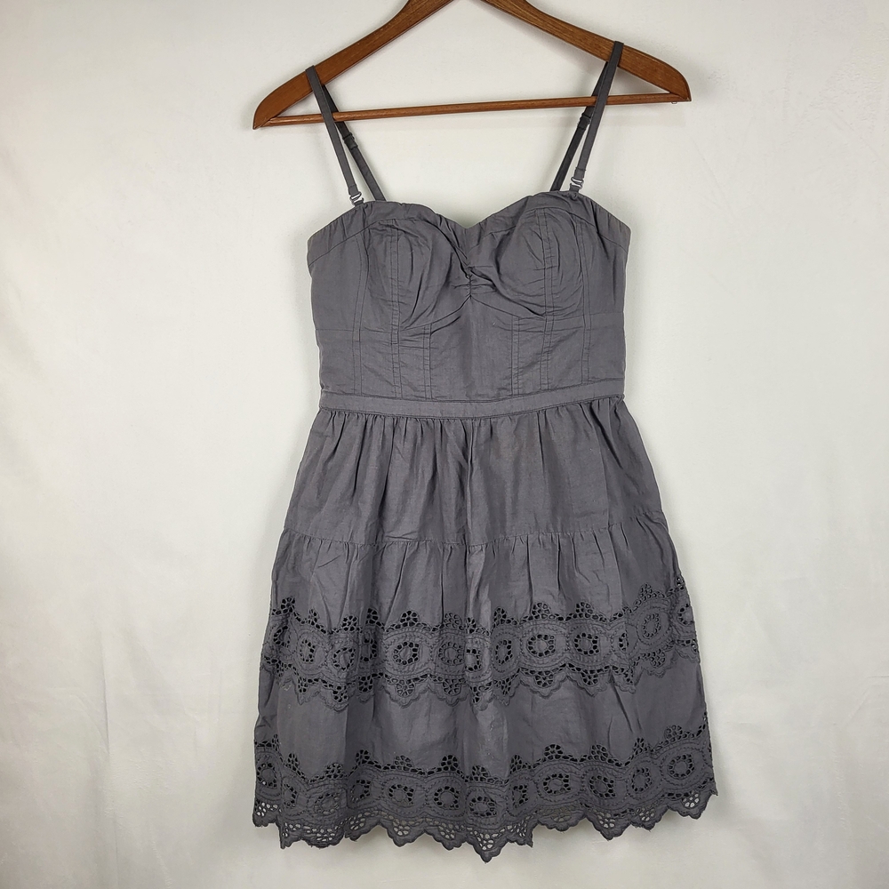 American Eagle Outfitters Gray Mini Sundress Sweetheart Removable Straps Size 2